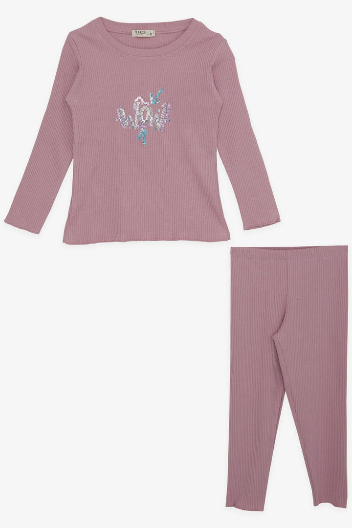 BRE Breeze Girl Leggings Set with Sequin Printed Text 1.5-5 Years, Rose Pink - Largo