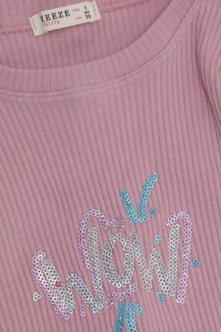 BRE Breeze Girl Leggings Set with Sequin Printed Text 1.5-5 Years, Rose Pink - Largo