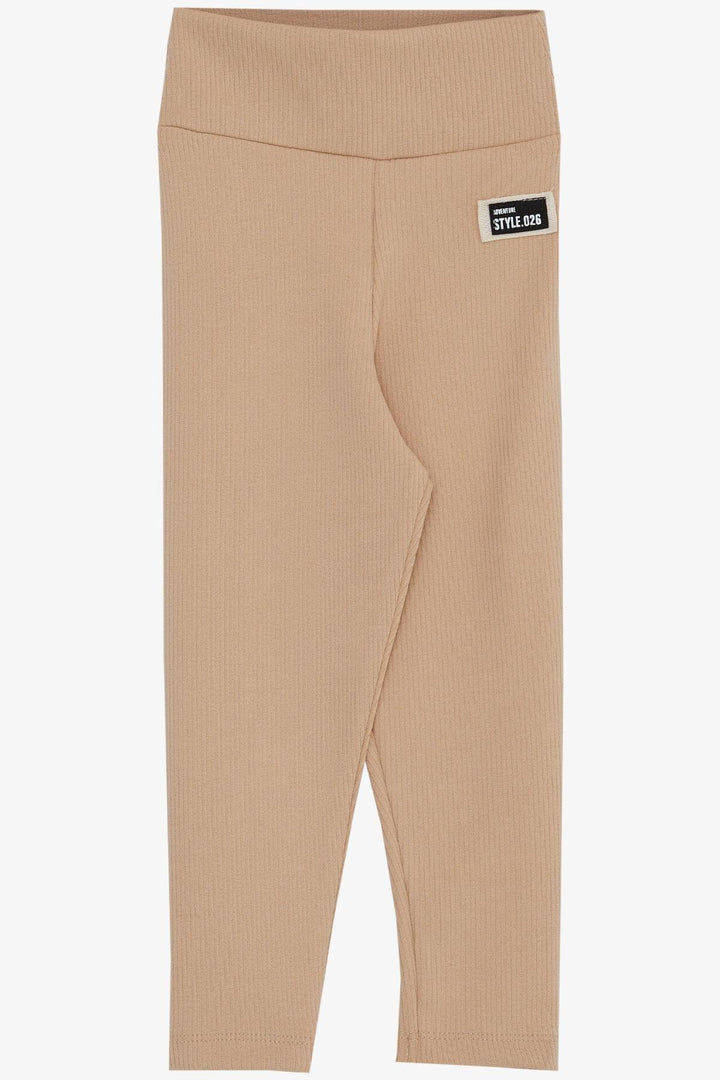 BRE Breeze Girl's Leggings with Writing Emblem, 3-7 Years, Beige - Acámbaro