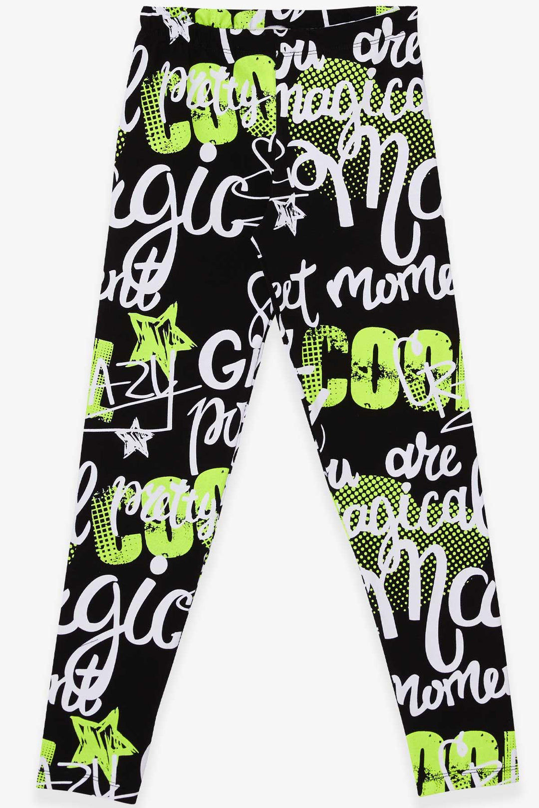 BRE Breeze Girl's Leggings with Printed Writing, 94 Years, Black - Killeen