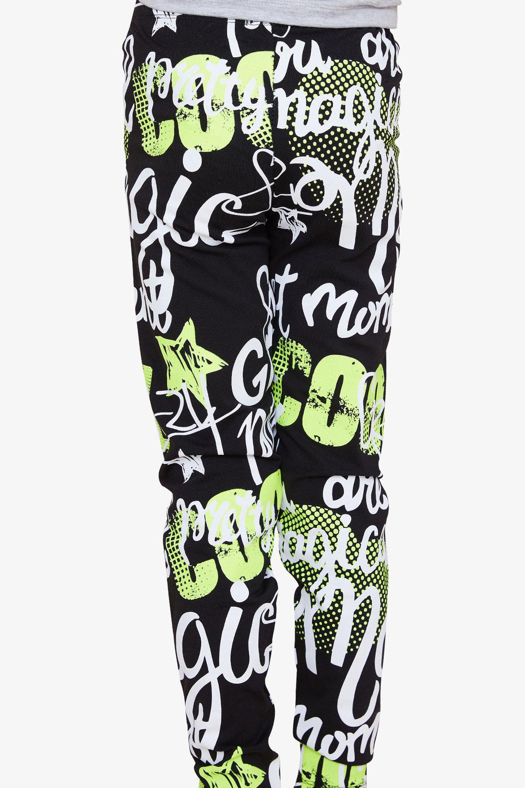 BRE Breeze Girl's Leggings with Printed Writing, 94 Years, Black - Killeen