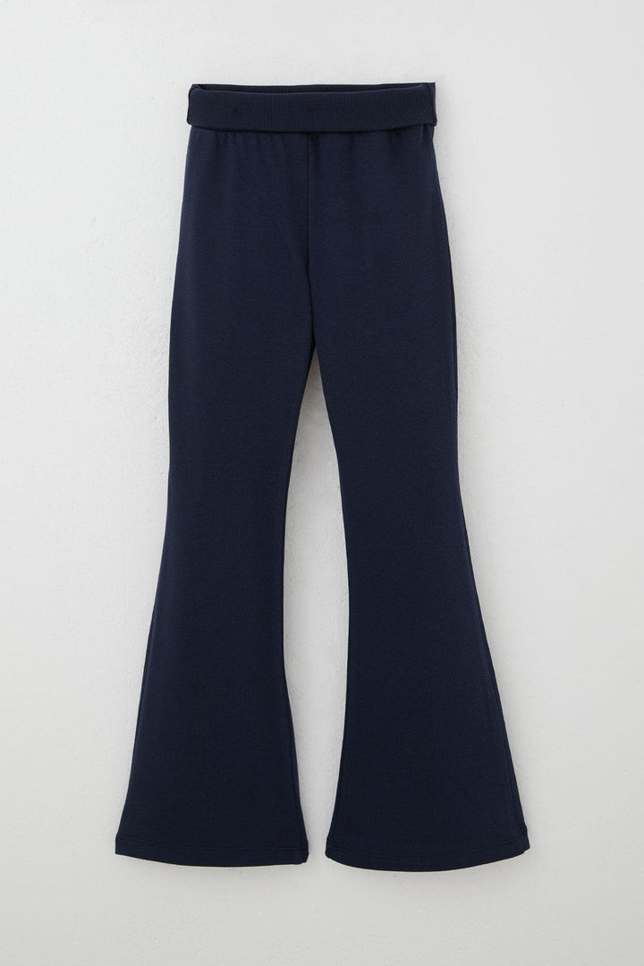 BRE Breeze Girl's High Waist Leggings with Flared Hem 84 Years, Navy Blue - Heidenheim