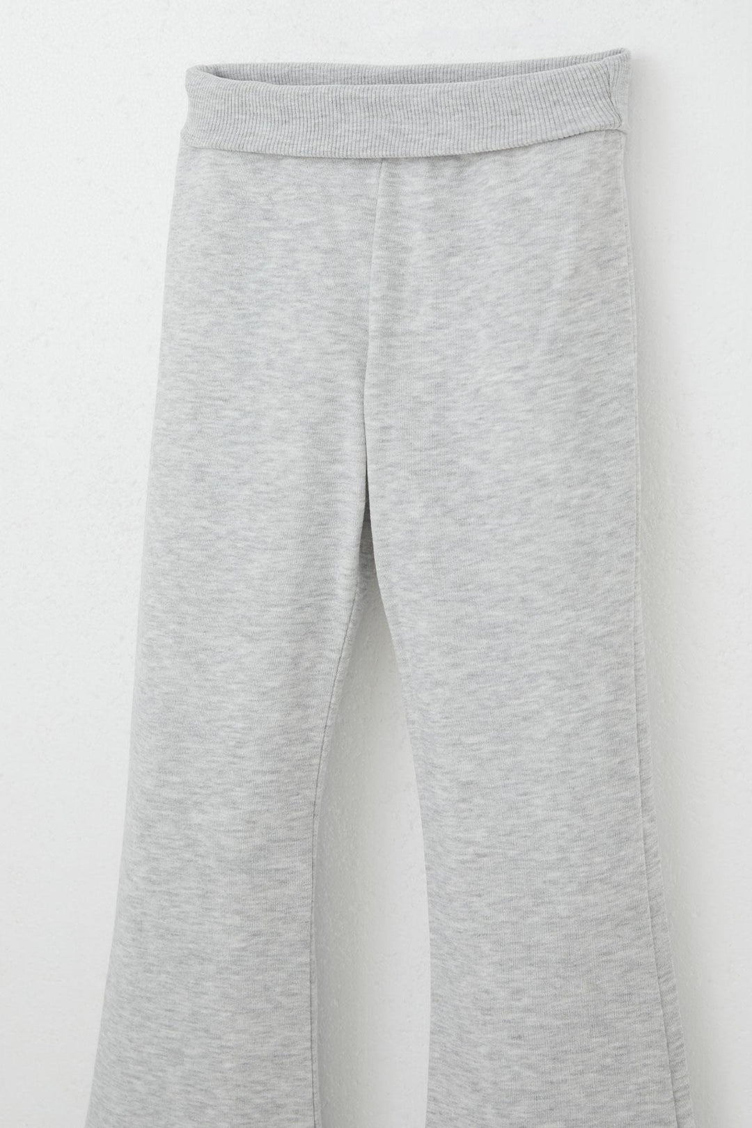 BRE Breeze Girl's High Waist Leggings with Flared Hem 84 Years, Light Grey Melange - Cicero