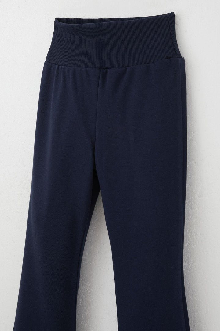 BRE Breeze Girl's High Waist Leggings with Flared Hem 84 Years, Navy Blue - Heidenheim