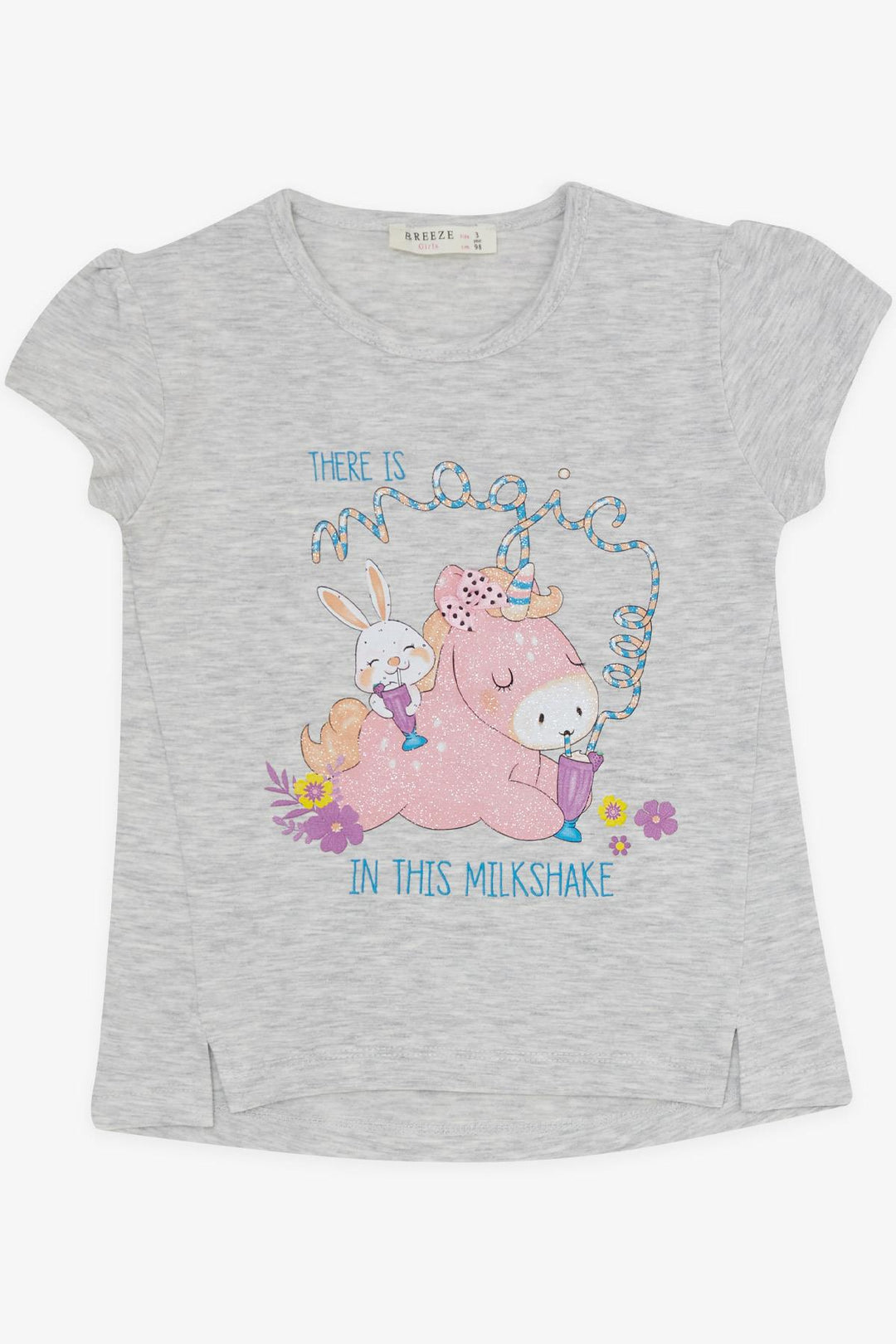 BRE Breeze Girl Child Leggings Capri Set Unicorn Printed 1.5-5 Years, Light Grey Melange - Macuspana