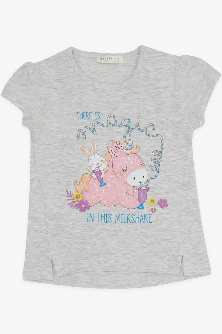BRE Breeze Girl Child Leggings Capri Set Unicorn Printed 1.5-5 Years, Light Grey Melange - Macuspana