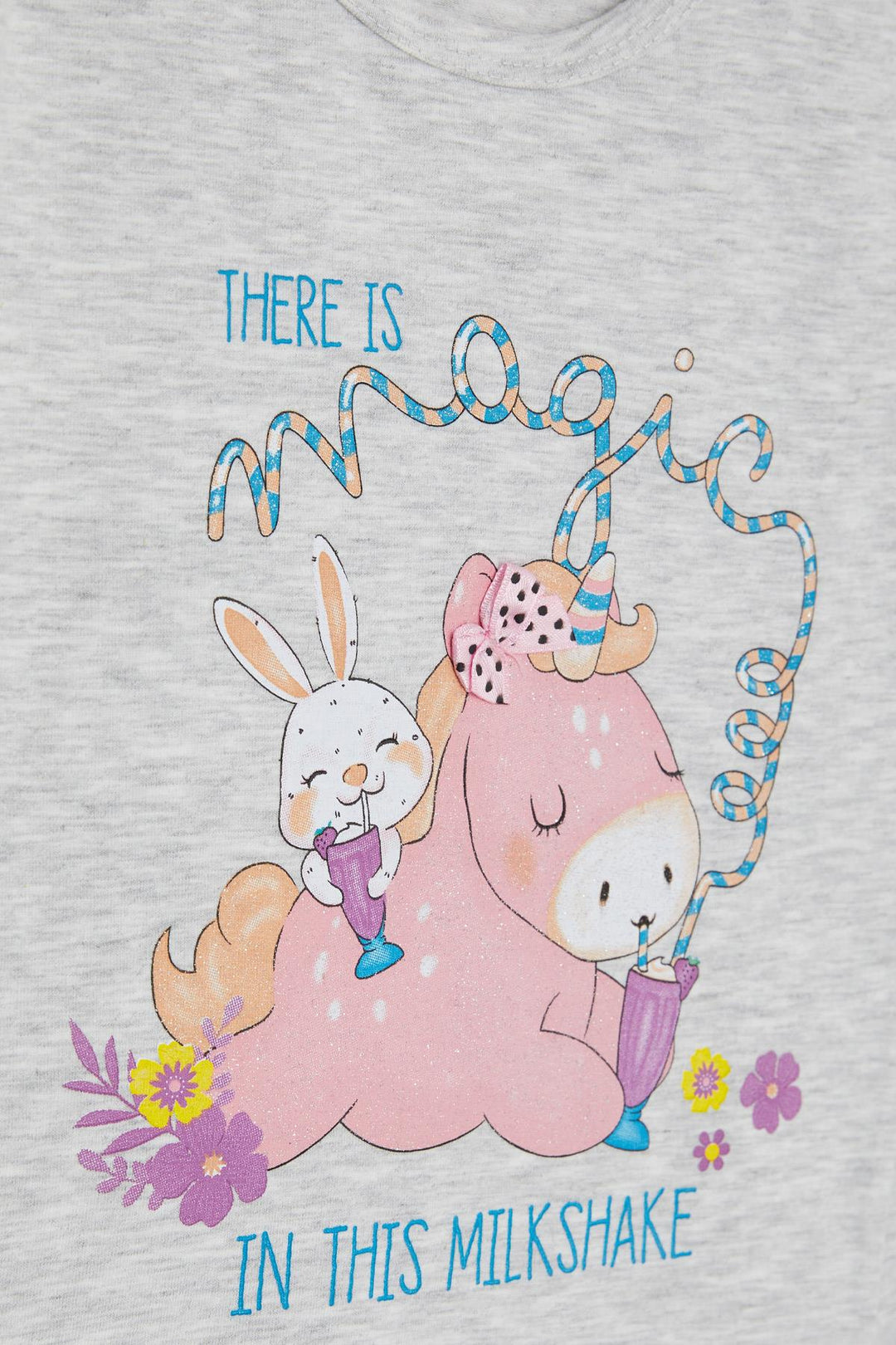 BRE Breeze Girl Child Leggings Capri Set Unicorn Printed 1.5-5 Years, Light Grey Melange - Macuspana