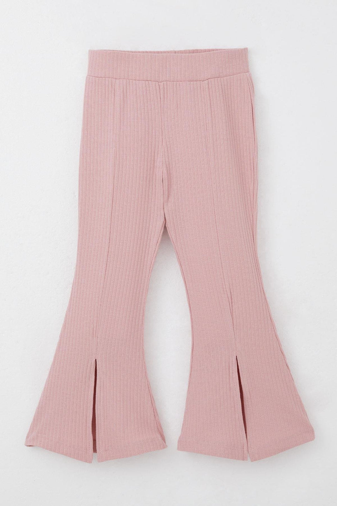 BRE Breeze Girl's Leggings Pants with Embroidered Hem Slit 2-6 Years, Rose Pink - Del Rio
