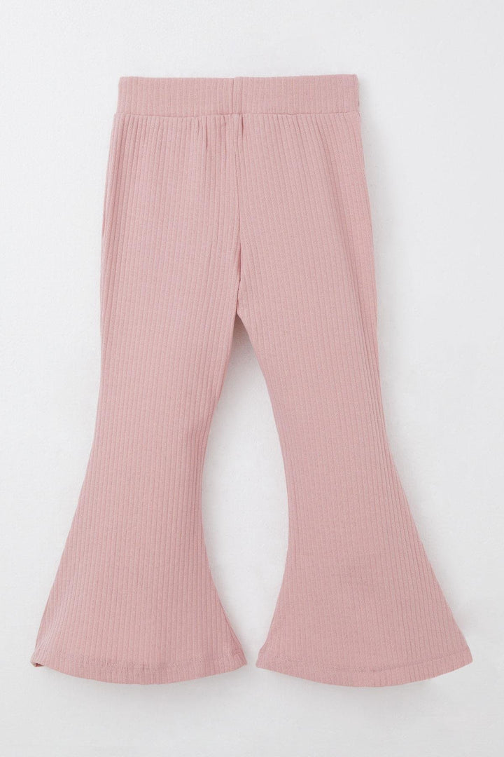 BRE Breeze Girl's Leggings Pants with Embroidered Hem Slit 2-6 Years, Rose Pink - Del Rio