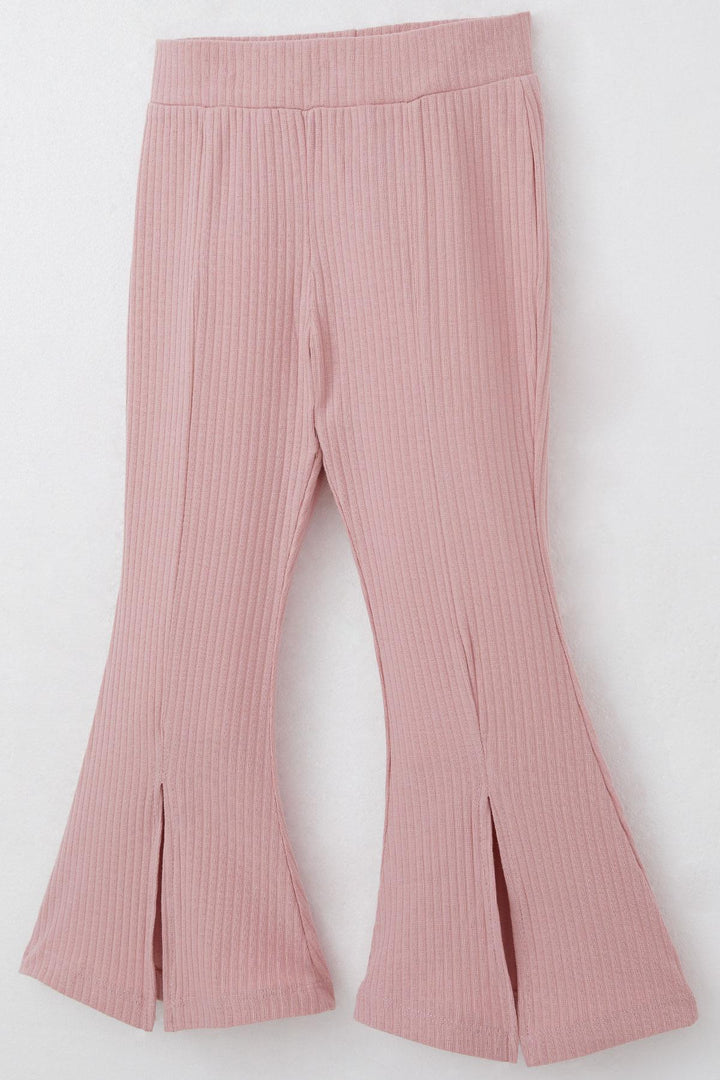 BRE Breeze Girl's Leggings Pants with Embroidered Hem Slit 2-6 Years, Rose Pink - Del Rio