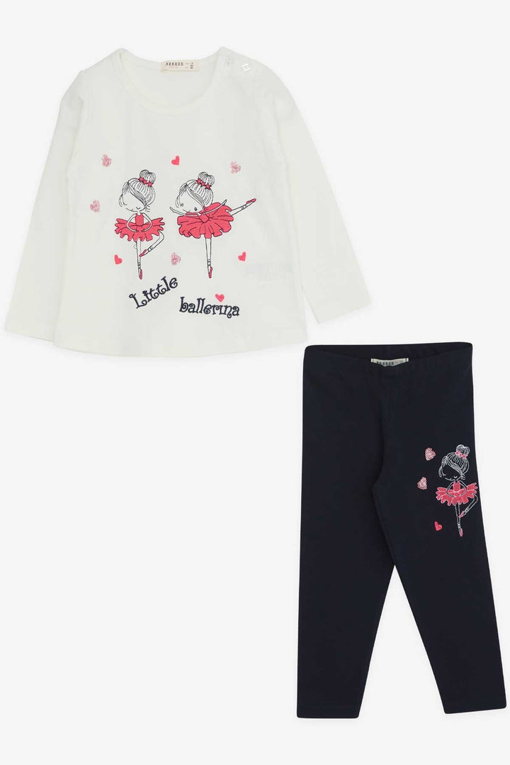 BRE Breeze Girl's Legging Set with Ballerina Embroidery, 1.5-5 Years, Ecru - Fort Worth