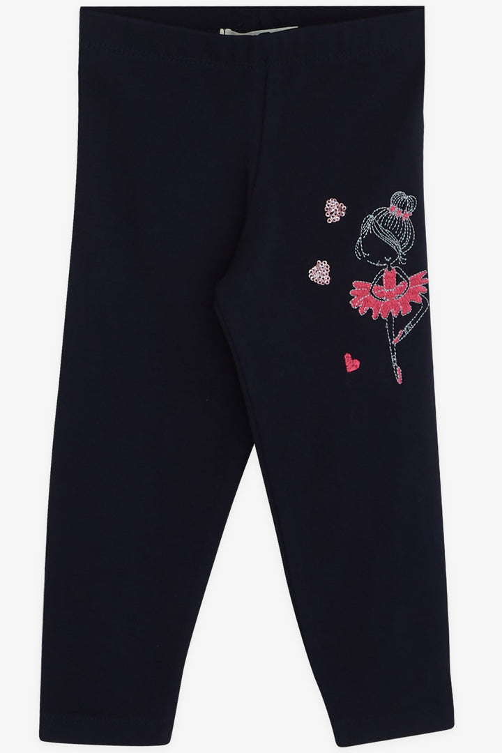 BRE Breeze Girl Child Leggings Set with Ballerina Embroidery 1.5-5 Years, Beige Melange - Weston-super-Mare