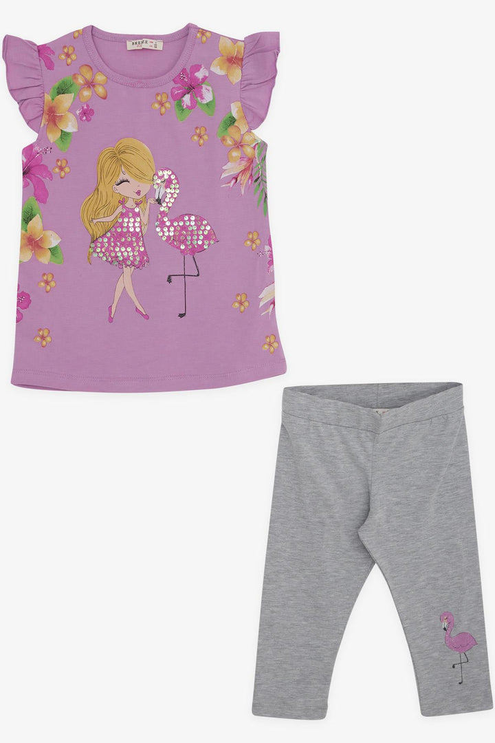 BRE Breeze Girl Child Legging Set Printed 2-6 Years, Lilac - Greeley
