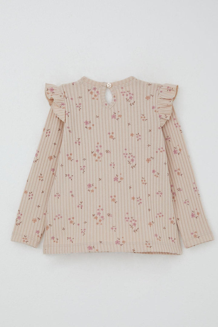 BRE Breeze Girl Child Leggings Set with Flower Patterned Ruffled Shoulder Detail, 2-6 Years, Powder - Kissimmee