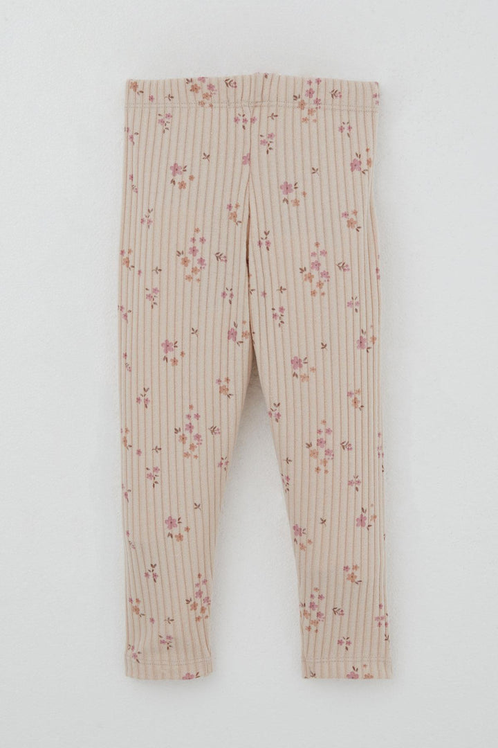 BRE Breeze Girl Child Leggings Set with Flower Patterned Ruffled Shoulder Detail, 2-6 Years, Powder - Kissimmee