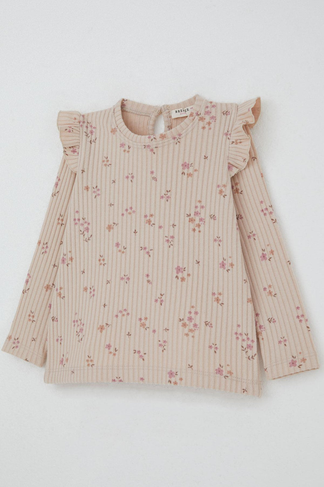 BRE Breeze Girl Child Leggings Set with Flower Patterned Ruffled Shoulder Detail, 2-6 Years, Powder - Kissimmee