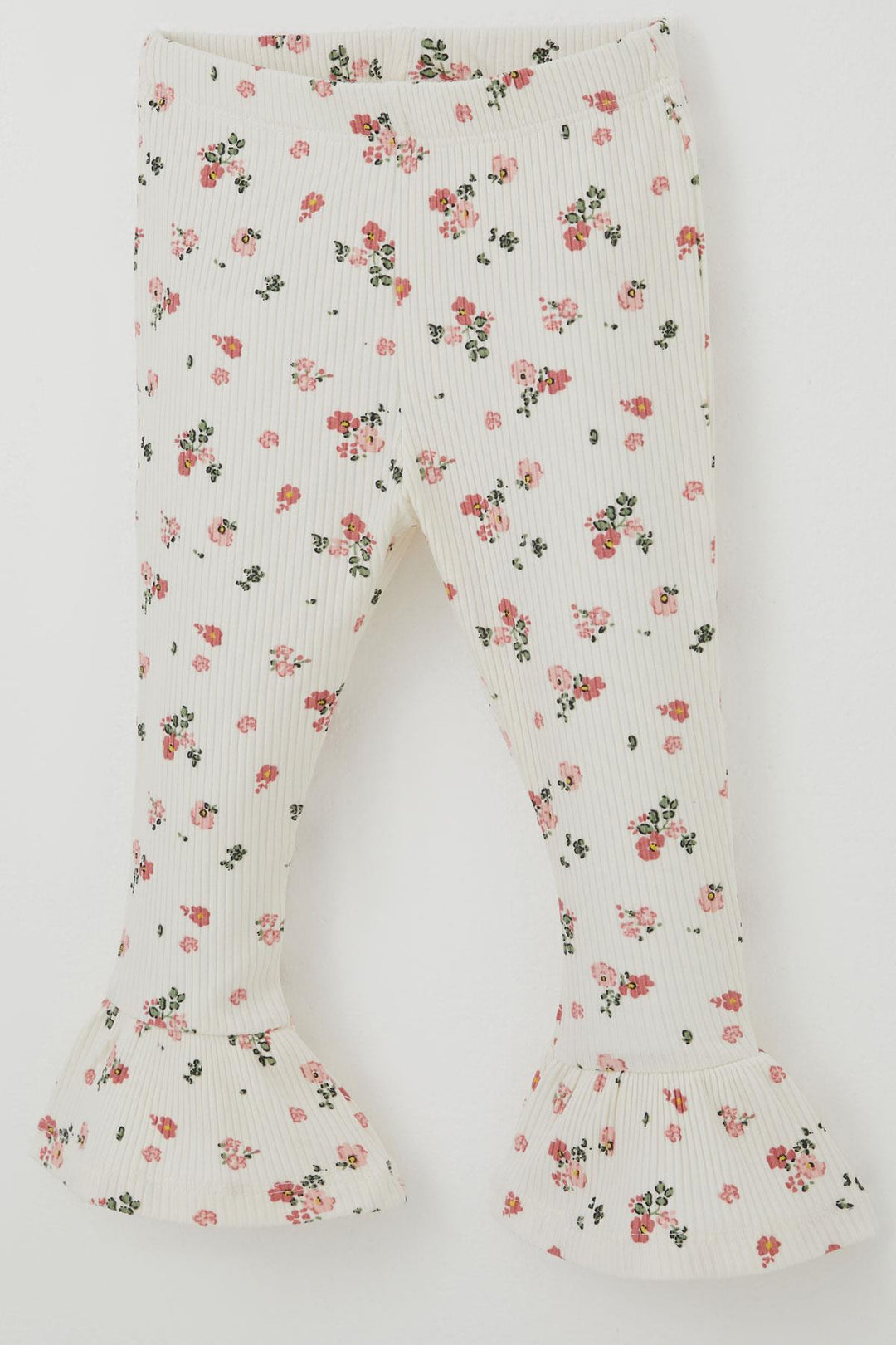 BRE Breeze Girl Child Leggings Set with Flower Patterned Hem Ruffle Detail 3-7 Years, Beige - Oro Valley