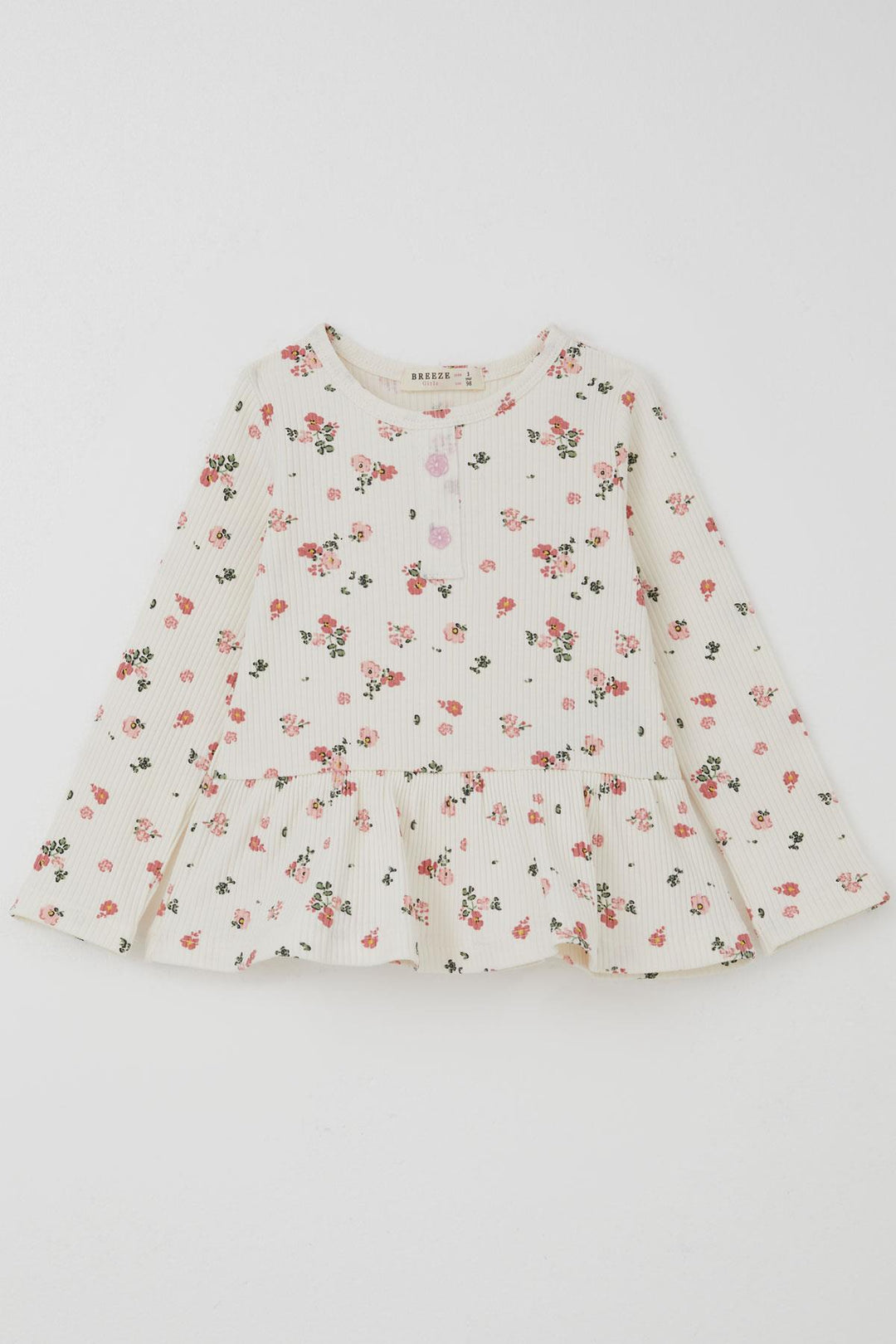 BRE Breeze Girl Child Leggings Set with Flower Patterned Hem Ruffle Detail 3-7 Years, Beige - Oro Valley