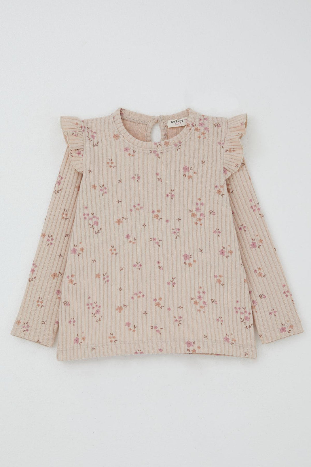 BRE Breeze Girl Child Leggings Set with Flower Patterned Ruffled Shoulder Detail, 2-6 Years, Powder - Kissimmee