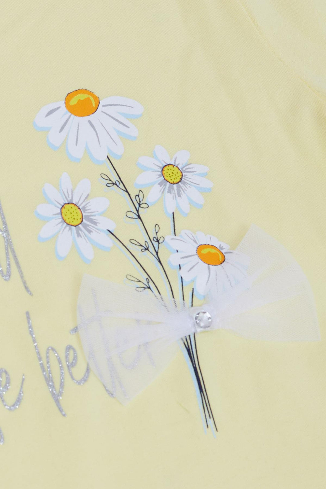 BRE Breeze Girl Child Legging Set Flower & Text Printed with Bow 50 Years, Yellow - Falls