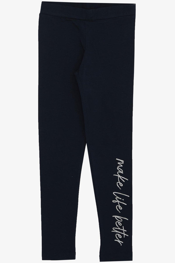 BRE Breeze Girl's Legging Set Flower & Text Printed with Bow 50 Years, Light Grey Melange - Playa del Carmen