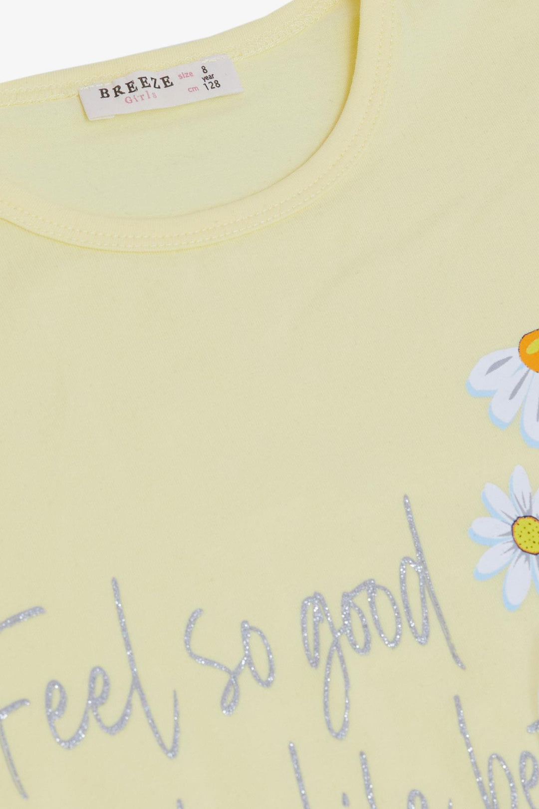 BRE Breeze Girl Child Legging Set Flower & Text Printed with Bow 50 Years, Yellow - Falls