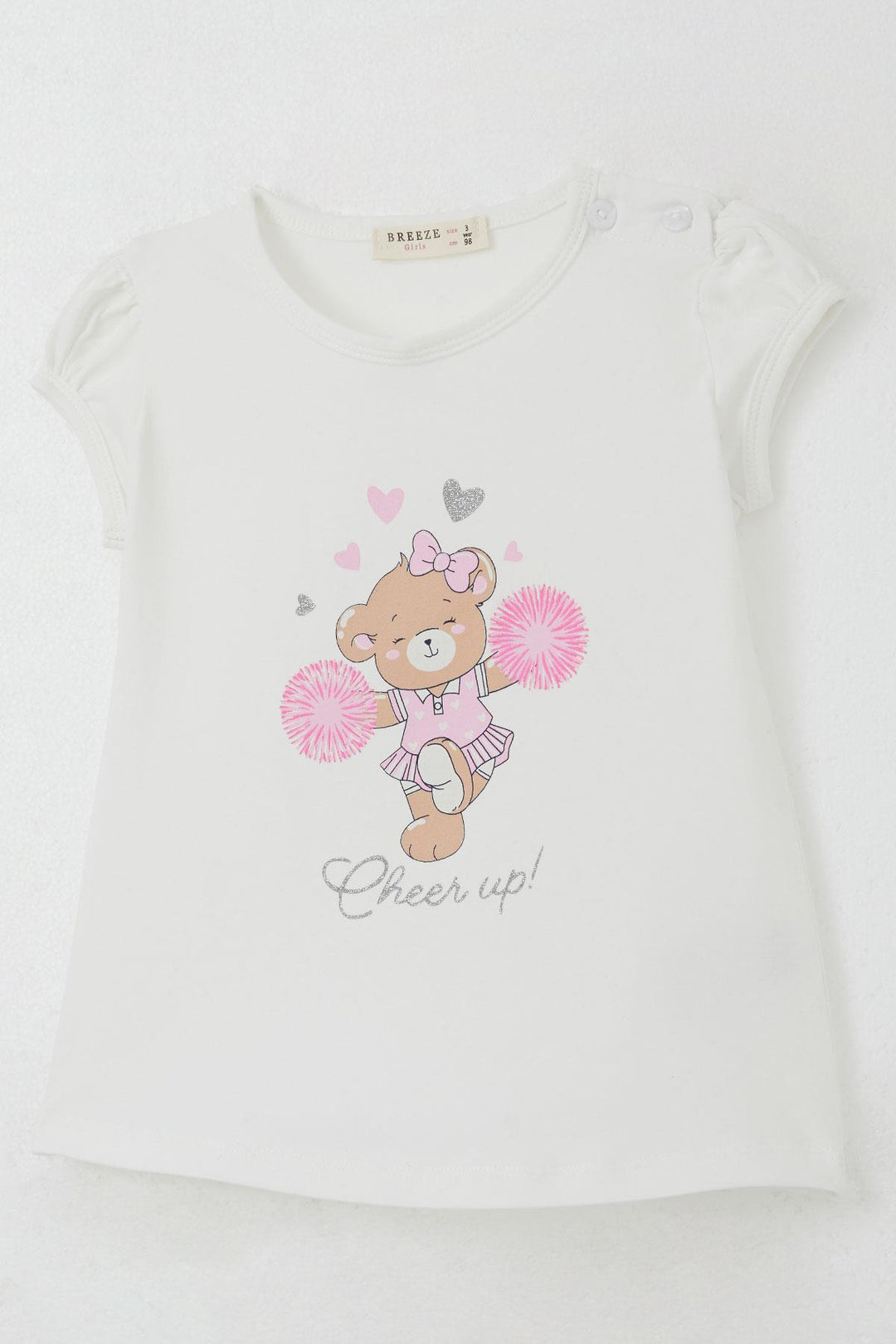 BRE Breeze Girl Child Leggings Set Dancer Cheerful Bear Printed 1.5-5 Years, Ecru - Collierville