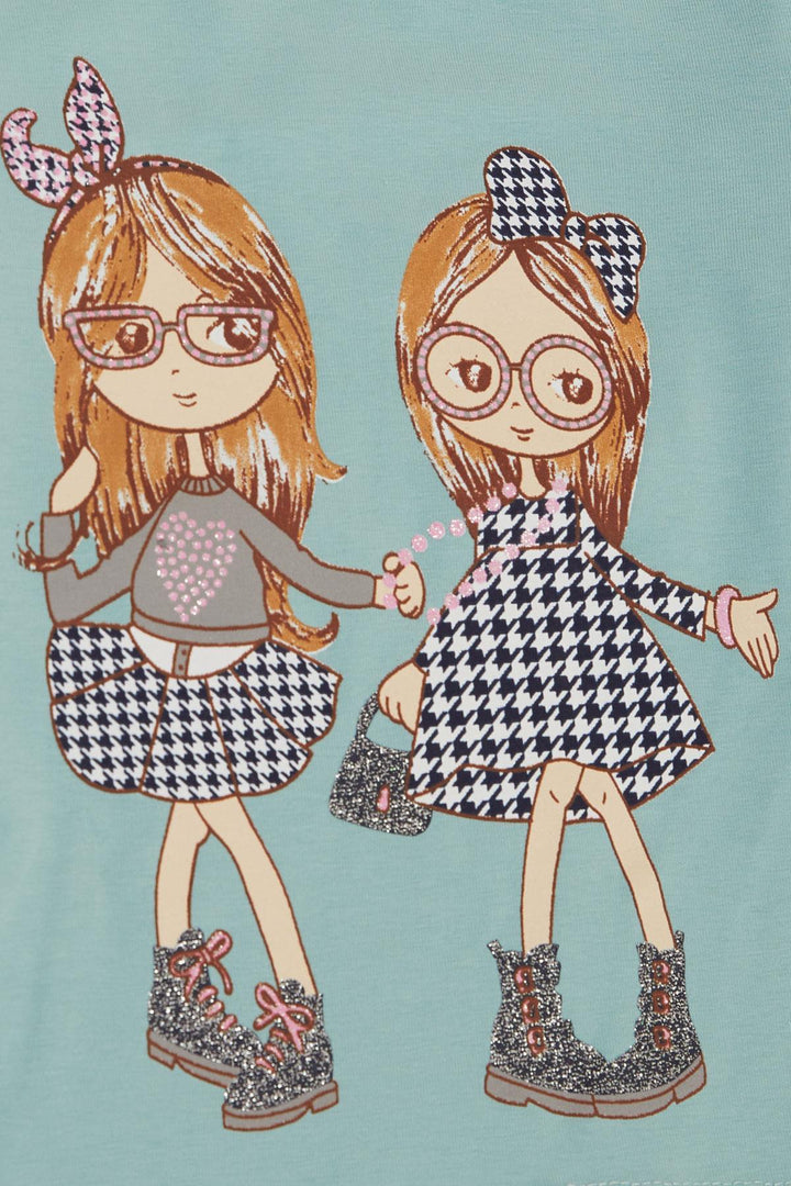 BRE Breeze Girl Child Set Friendship Themed Happy Girls Printed 2-6 Years, Aqua Green - Vergína