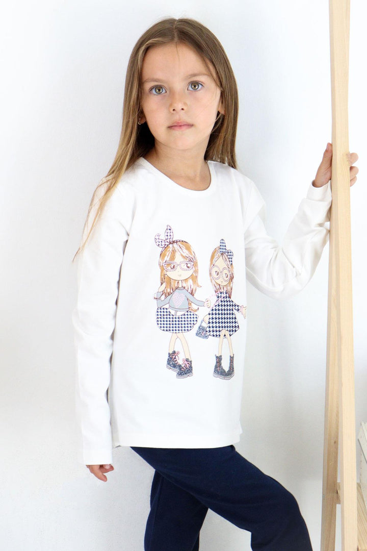 BRE Breeze Girl Child Leggings Set Friendship Themed Happy Girls Printed 2-6 Years, Beige - Walthamstow