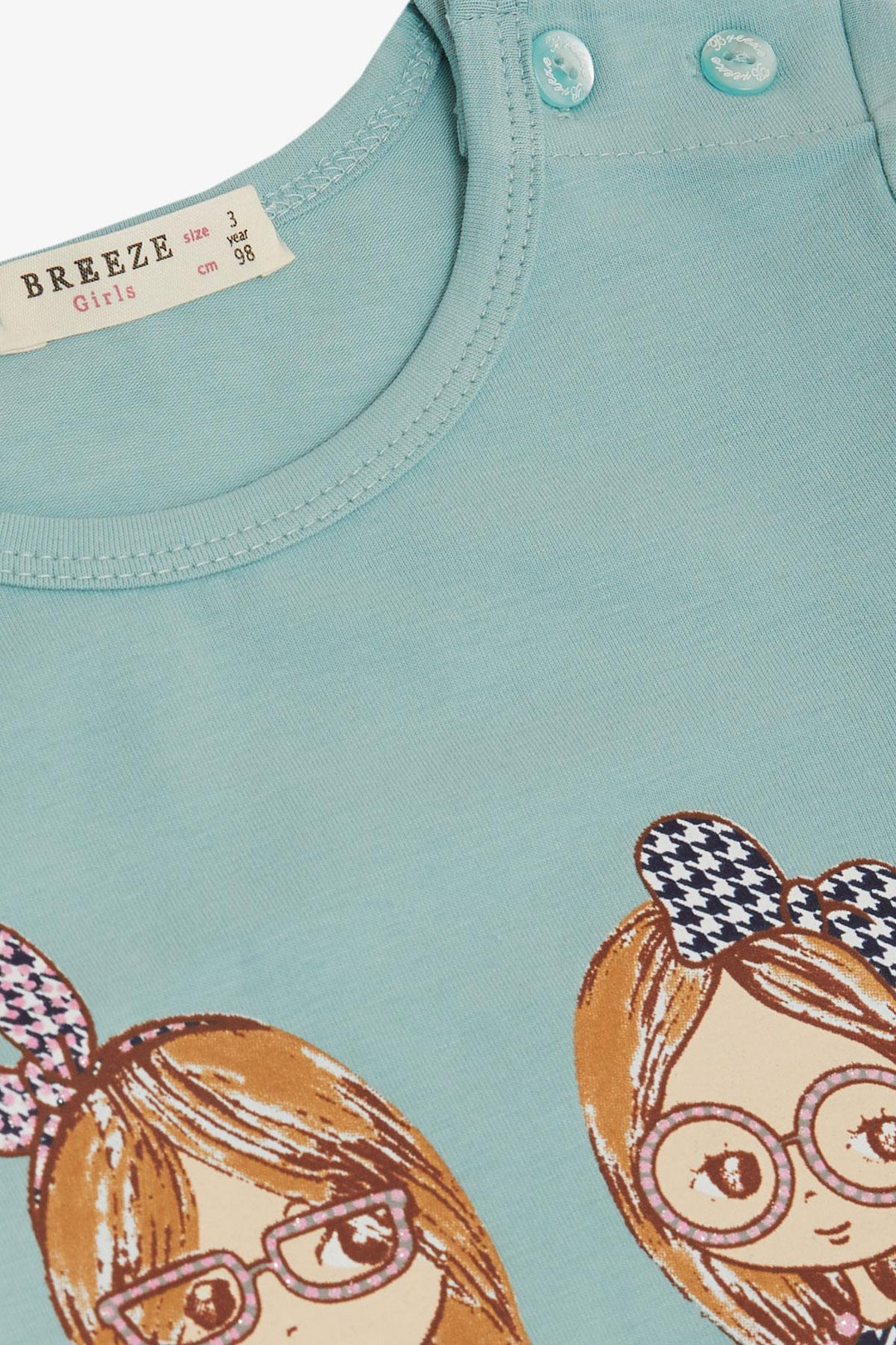 BRE Breeze Girl Child Set Friendship Themed Happy Girls Printed 2-6 Years, Aqua Green - Vergína