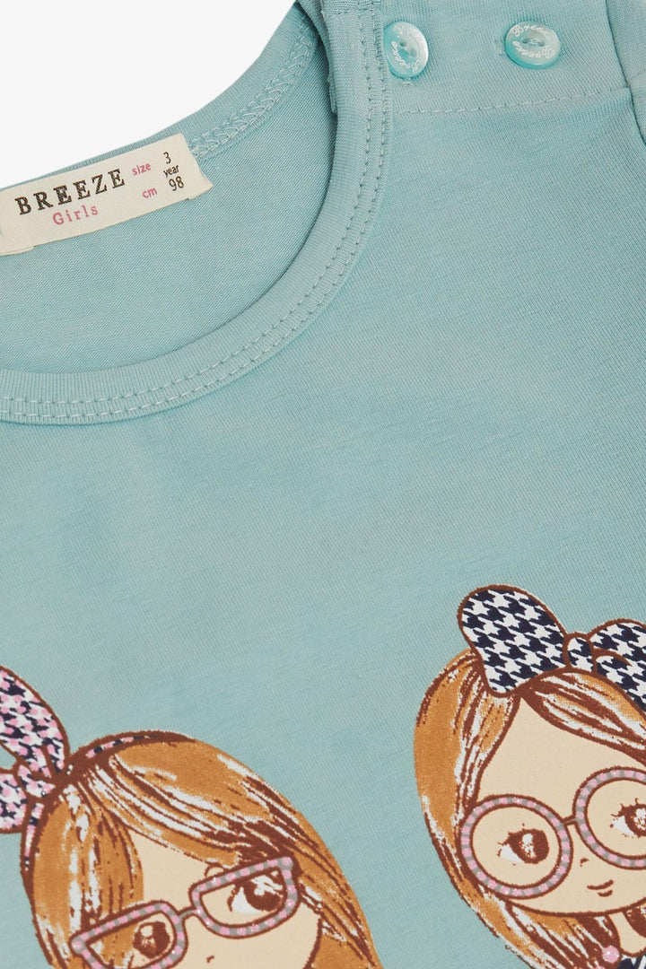 BRE Breeze Girl Child Set Friendship Themed Happy Girls Printed 2-6 Years, Aqua Green - Vergína