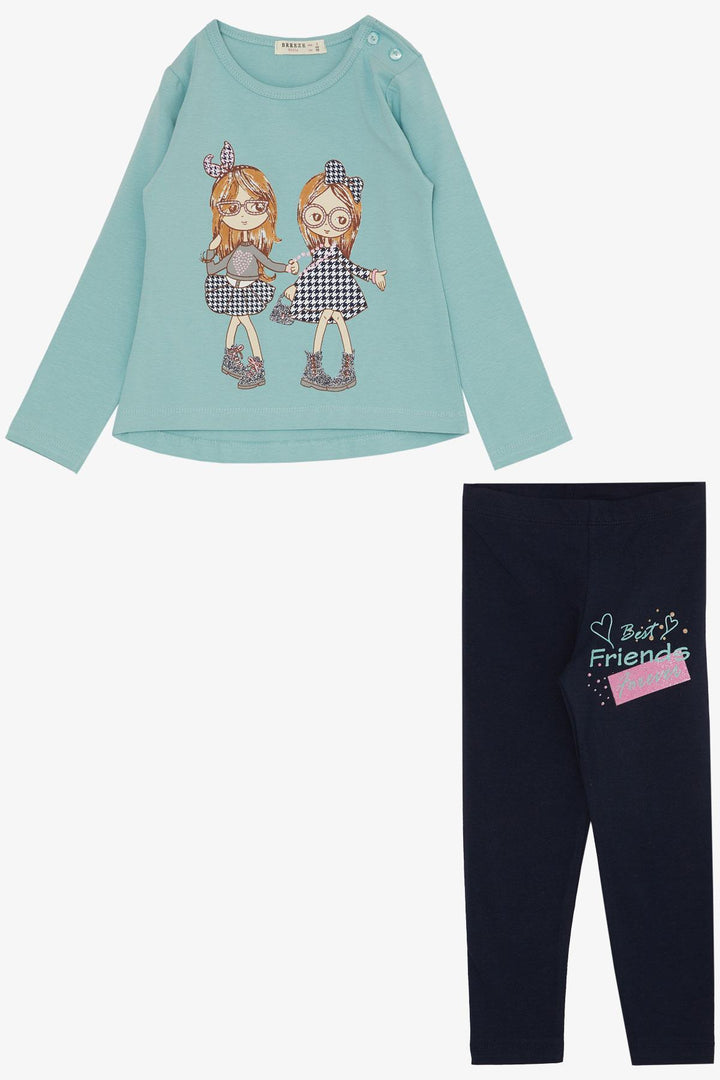 BRE Breeze Girl Child Set Friendship Themed Happy Girls Printed 2-6 Years, Aqua Green - Vergína