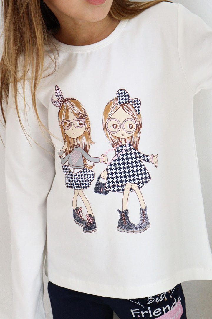 BRE Breeze Girl Child Leggings Set Friendship Themed Happy Girls Printed 2-6 Years, Beige - Walthamstow