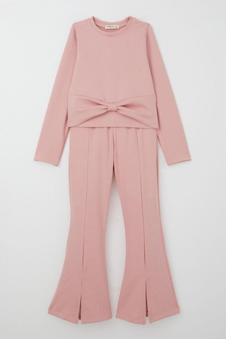 BRE Breeze Girl's Leggings Set with Bow Belly Decollete Detail 62 Years, Rose Pink - Jūrmala