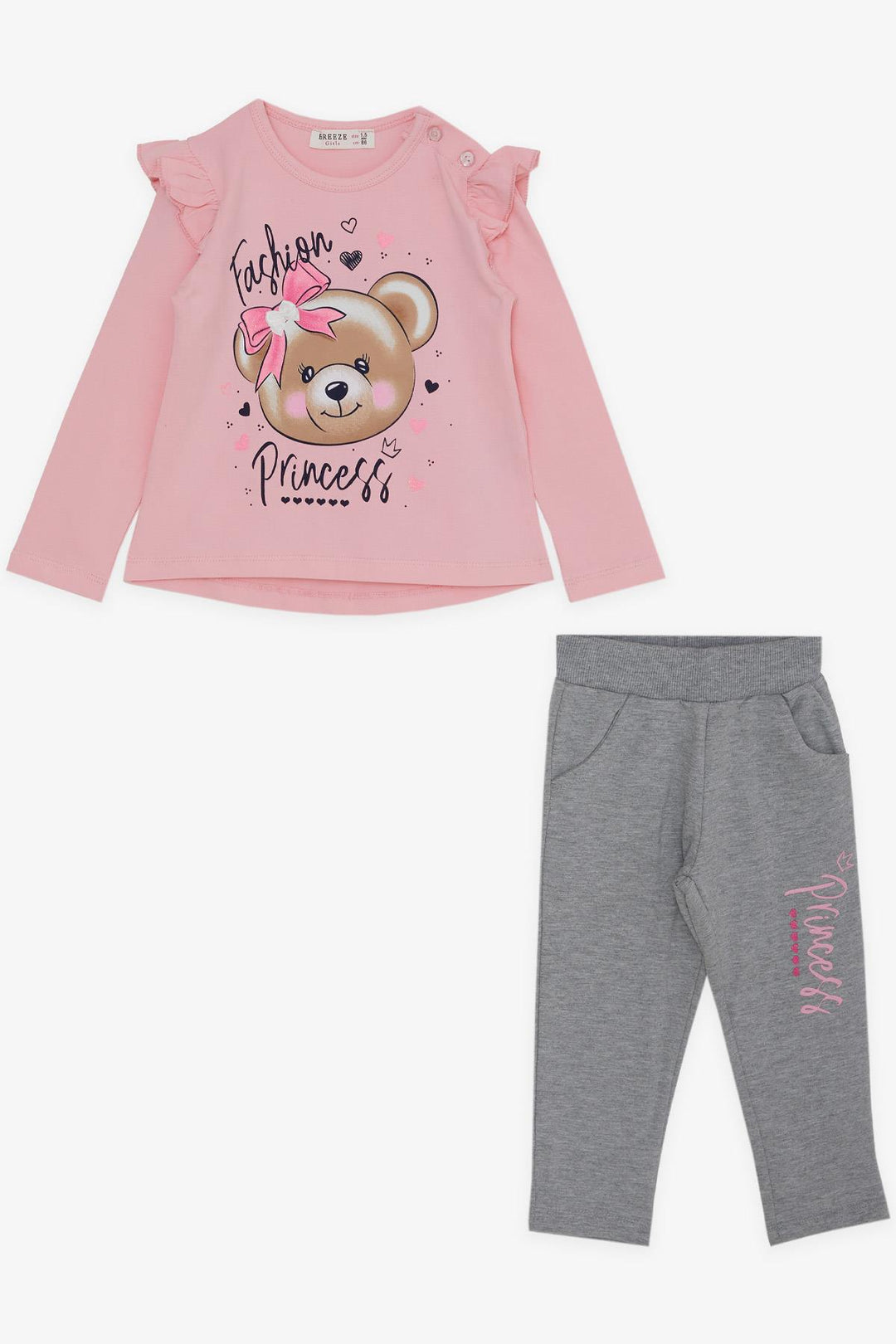 BRE Breeze Girl's Legging Set with Bow Bear Print 1.5-5 Years, Pink - Juventino Rosas