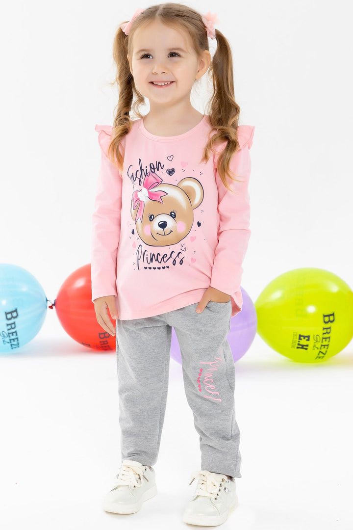 BRE Breeze Girl's Legging Set with Bow Bear Print 1.5-5 Years, Pink - Juventino Rosas