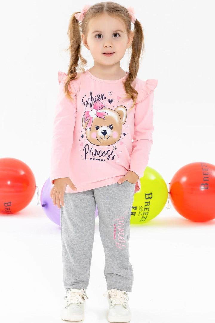 BRE Breeze Girl's Legging Set with Bow Bear Print 1.5-5 Years, Pink - Juventino Rosas