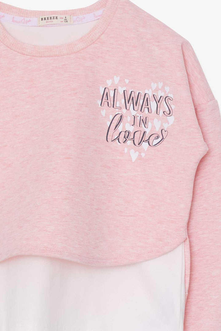 BRE Breeze Girl's Legging Set with Heart Print, 82 Years, Salmon Melange - Hacienda Heights