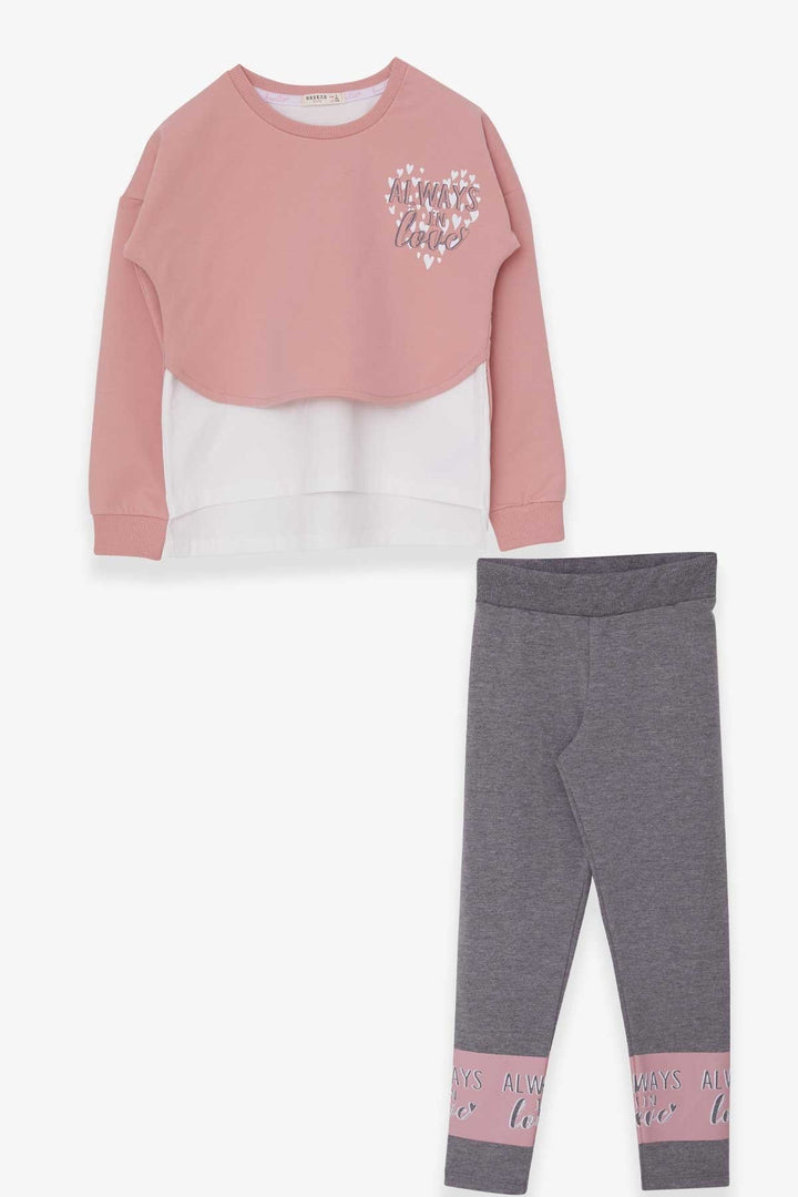 BRE Breeze Girl's Legging Set with Heart Print, 82 Years, Powder - Lafayette
