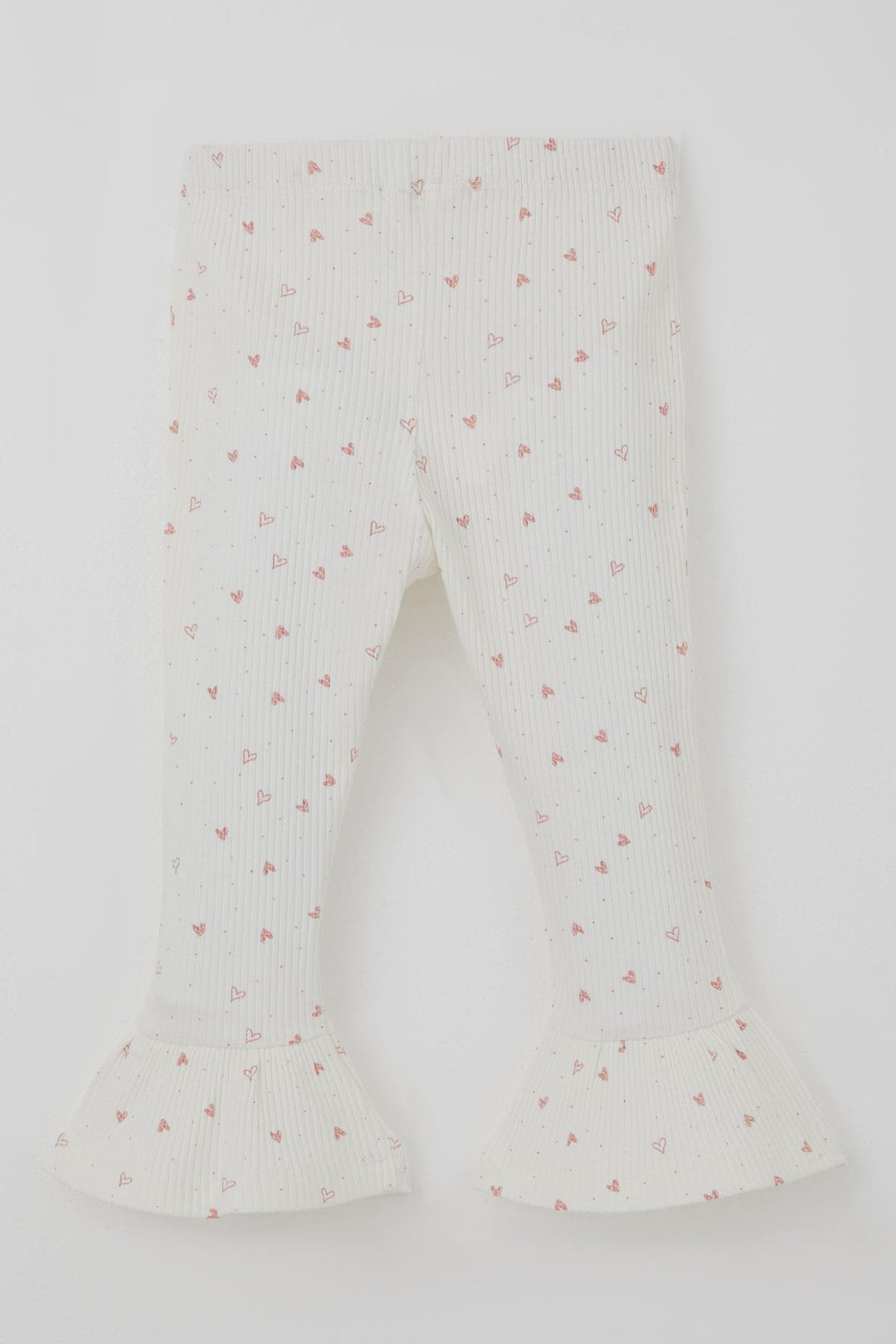 BRE Breeze Girl Child Leggings Set Heart Patterned Hem Ruffle Detailed 3-7 Years, Ecru - Neunkirchen