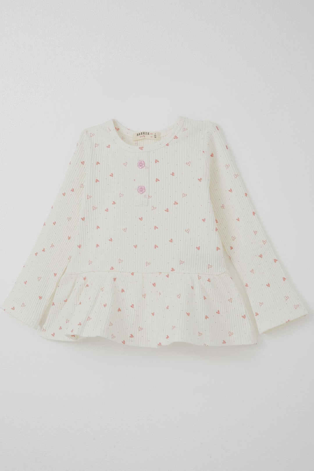 BRE Breeze Girl Child Leggings Set Heart Patterned Hem Ruffle Detailed 3-7 Years, Ecru - Neunkirchen