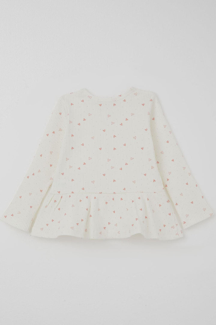 BRE Breeze Girl Child Leggings Set Heart Patterned Hem Ruffle Detailed 3-7 Years, Ecru - Neunkirchen