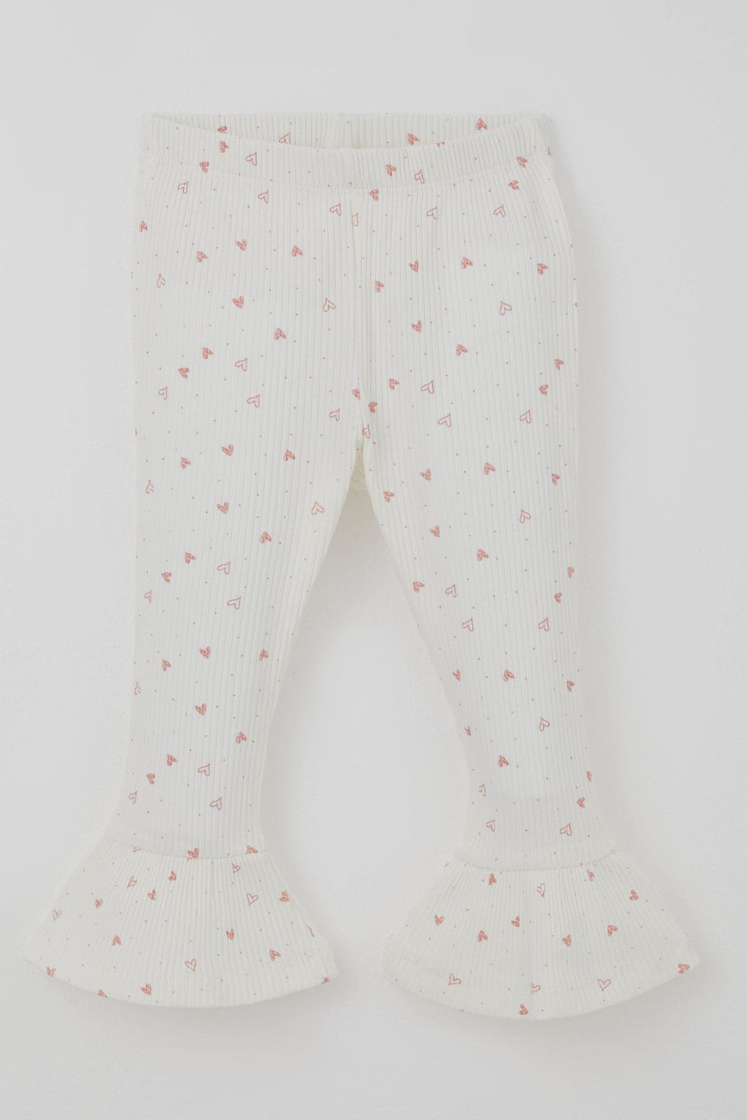 BRE Breeze Girl Child Leggings Set Heart Patterned Hem Ruffle Detailed 3-7 Years, Ecru - Neunkirchen