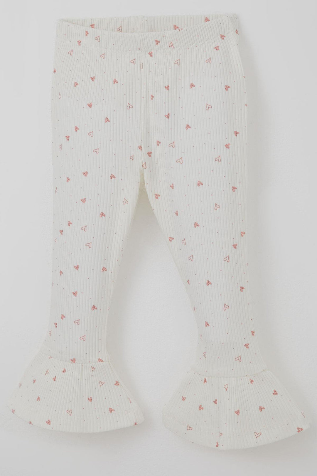 BRE Breeze Girl Child Leggings Set Heart Patterned Hem Ruffle Detailed 3-7 Years, Ecru - Neunkirchen