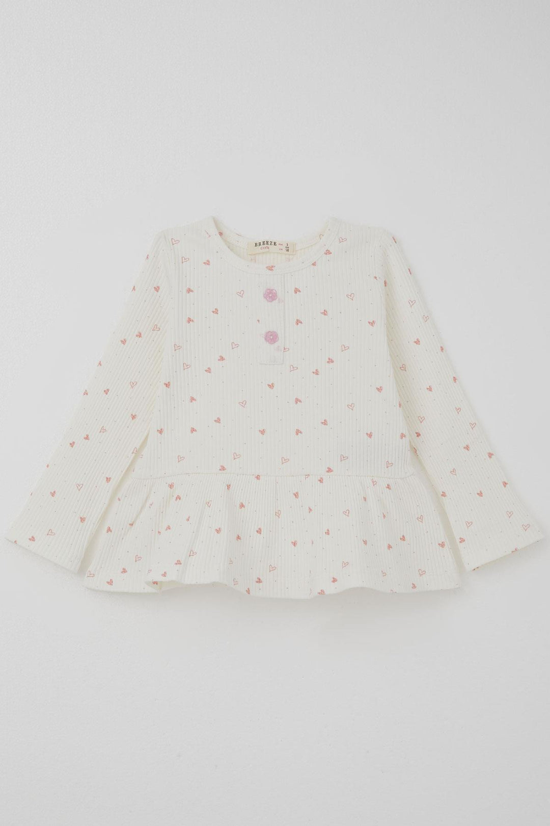 BRE Breeze Girl Child Leggings Set Heart Patterned Hem Ruffle Detailed 3-7 Years, Ecru - Neunkirchen