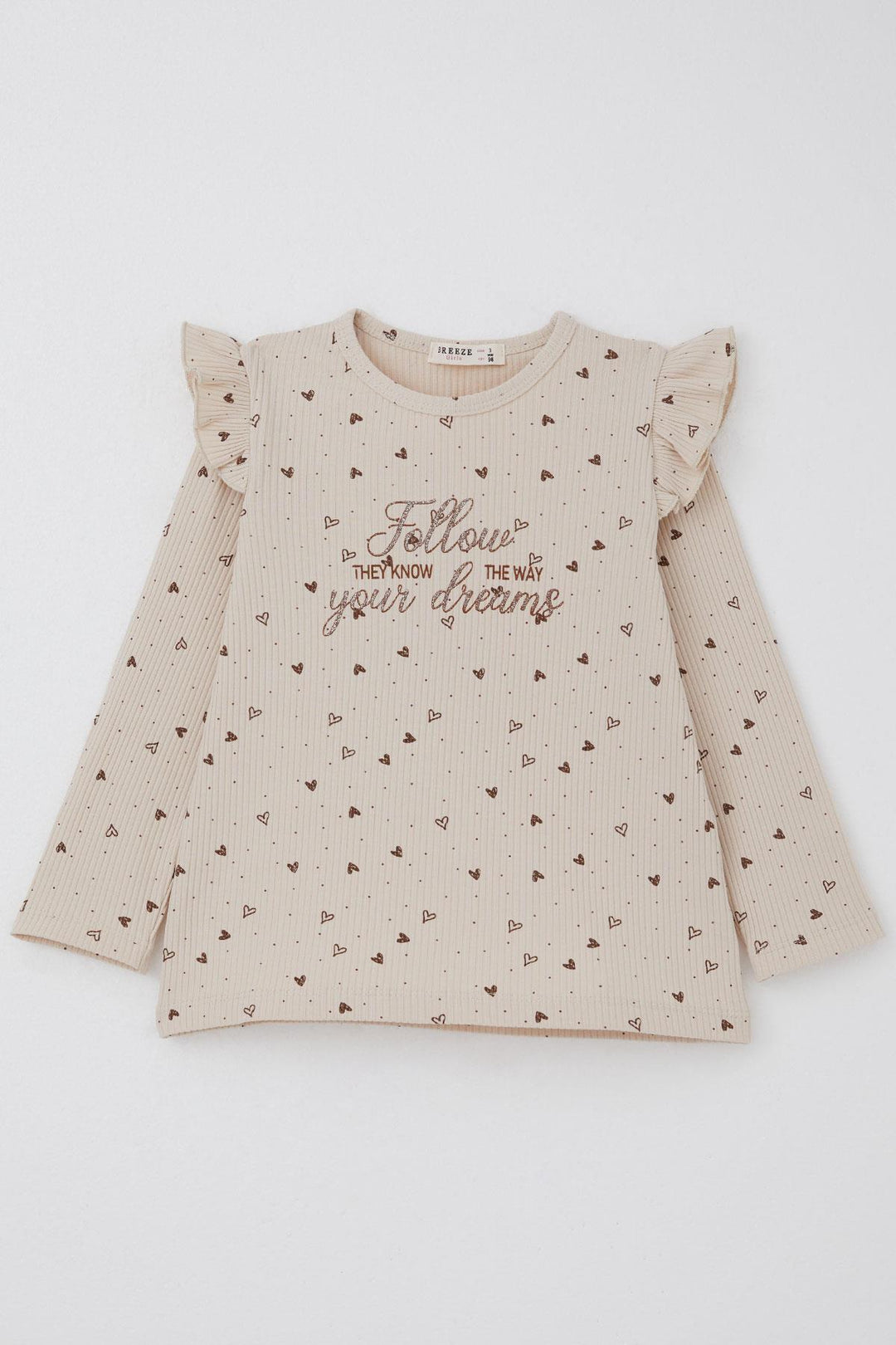BRE Breeze Girl Child Leggings Set Heart Patterned Glittery Printed 2-6 Years, Beige - Oxnard