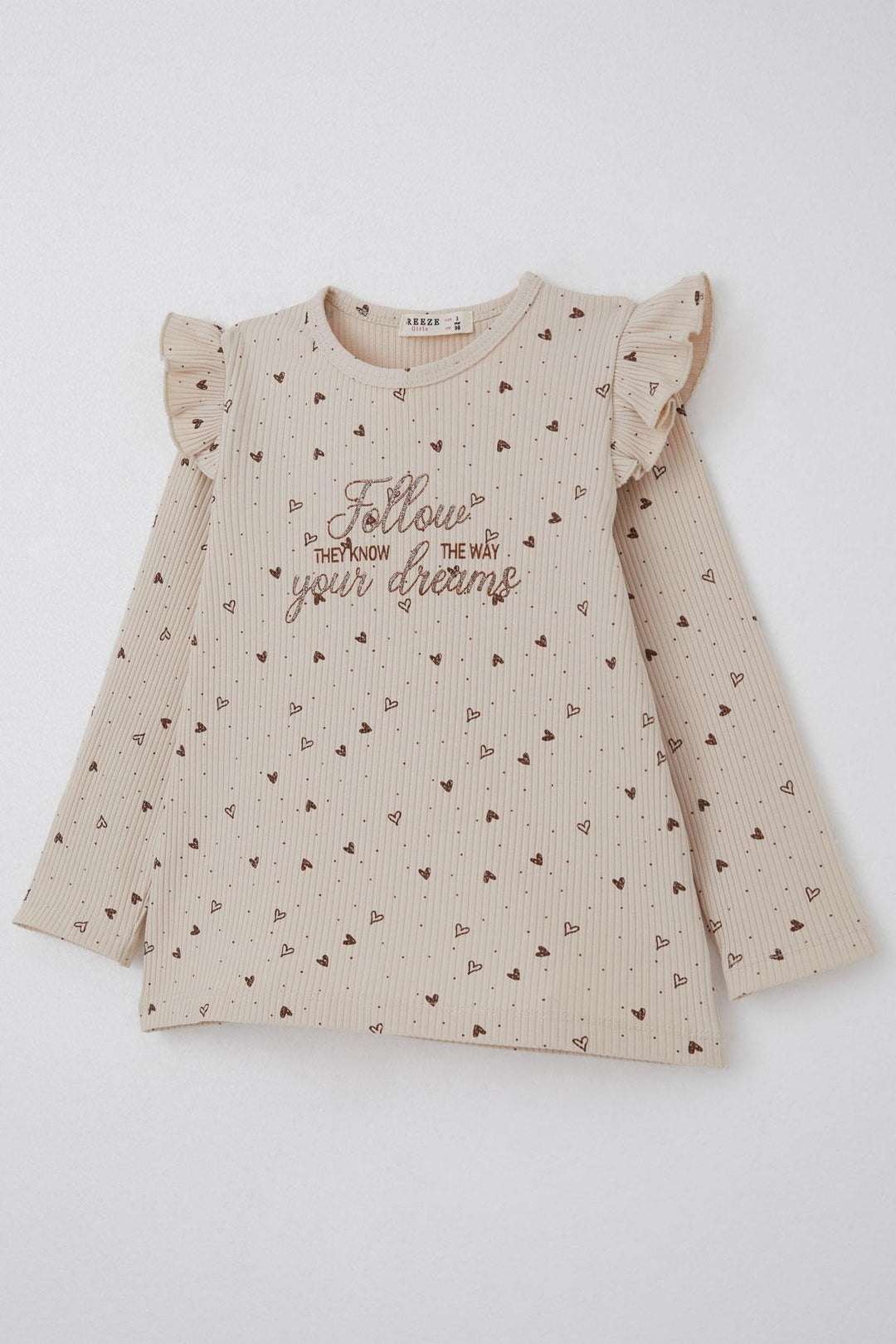 BRE Breeze Girl Child Leggings Set Heart Patterned Glittery Printed 2-6 Years, Beige - Oxnard