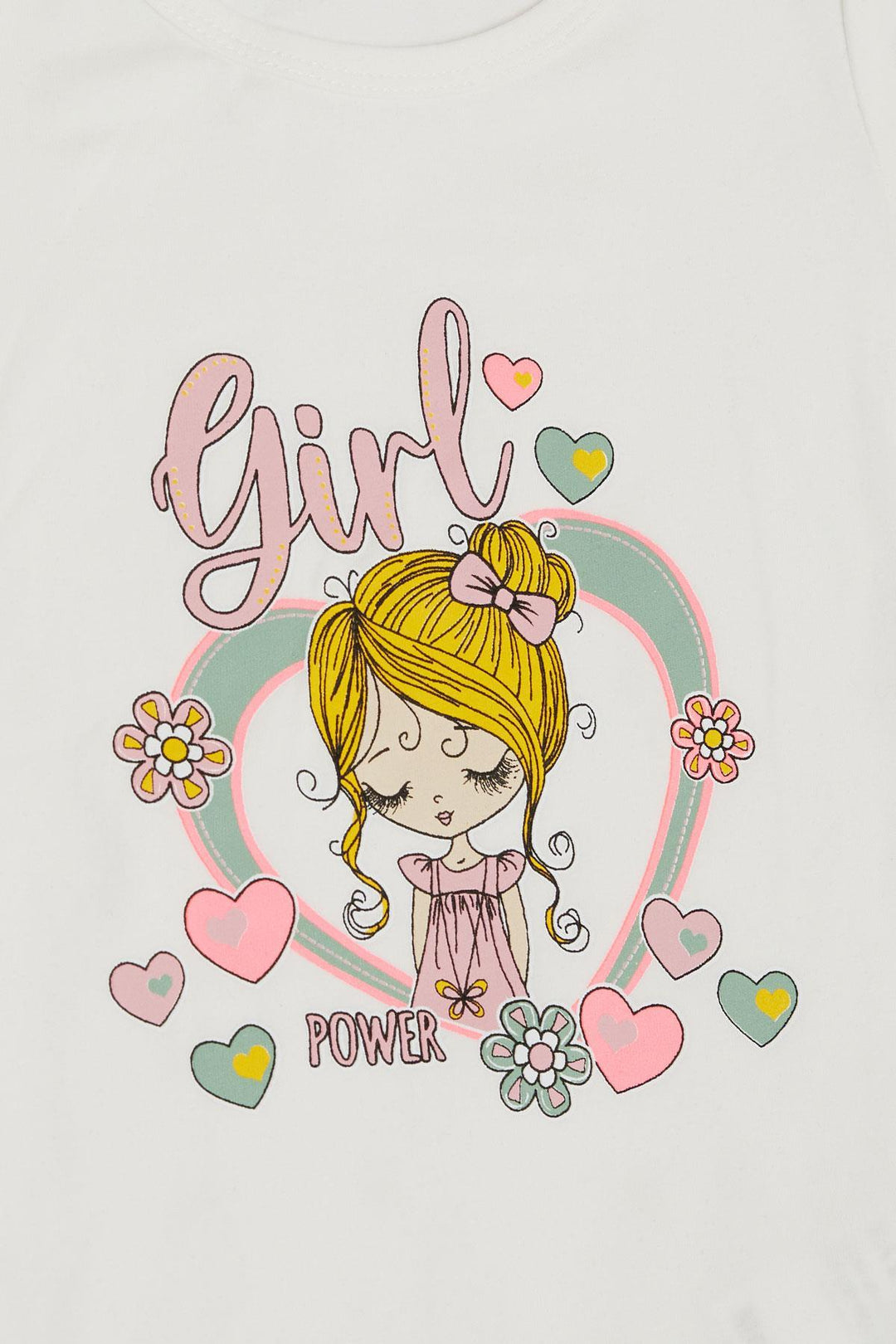 BRE Breeze Girl Child Leggings Set Heart Printed Cute Girl Printed 1.5-5 Years, Ecru - Addison
