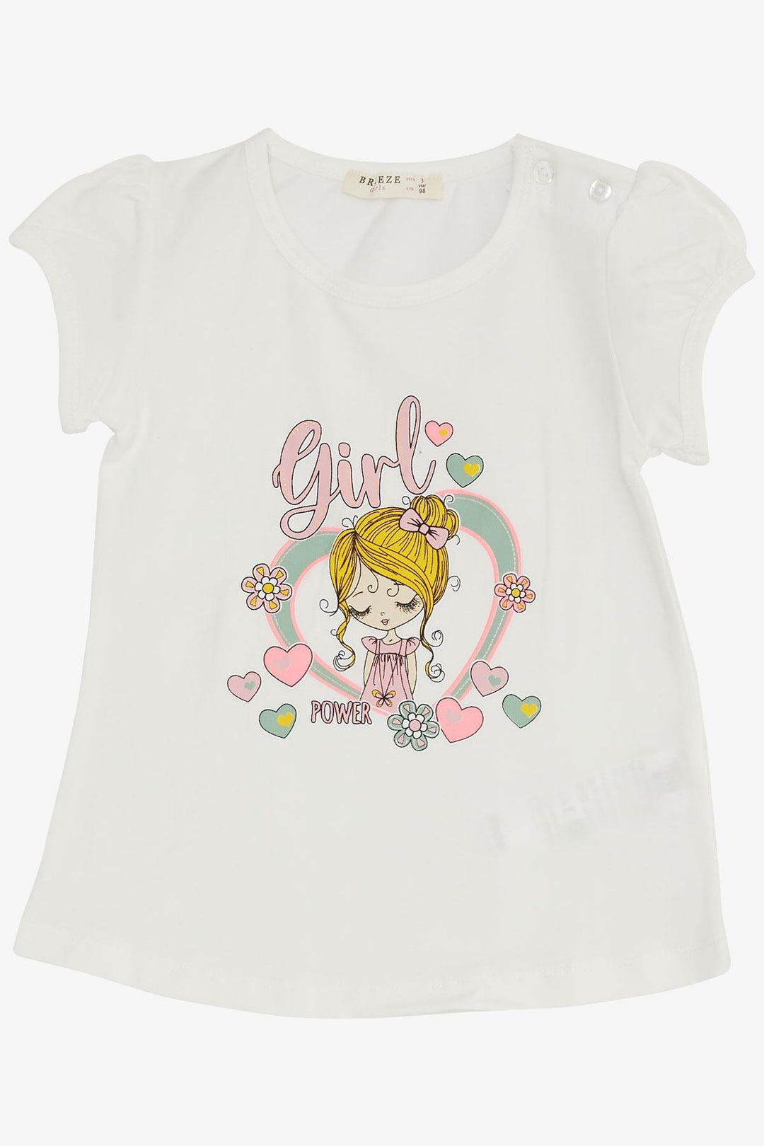 BRE Breeze Girl Child Leggings Set Heart Printed Cute Girl Printed 1.5-5 Years, Ecru - Addison