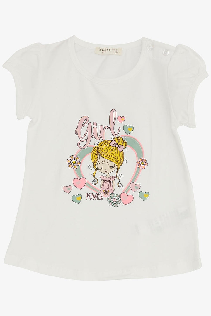 BRE Breeze Girl Child Leggings Set Heart Printed Cute Girl Printed 1.5-5 Years, Ecru - Addison